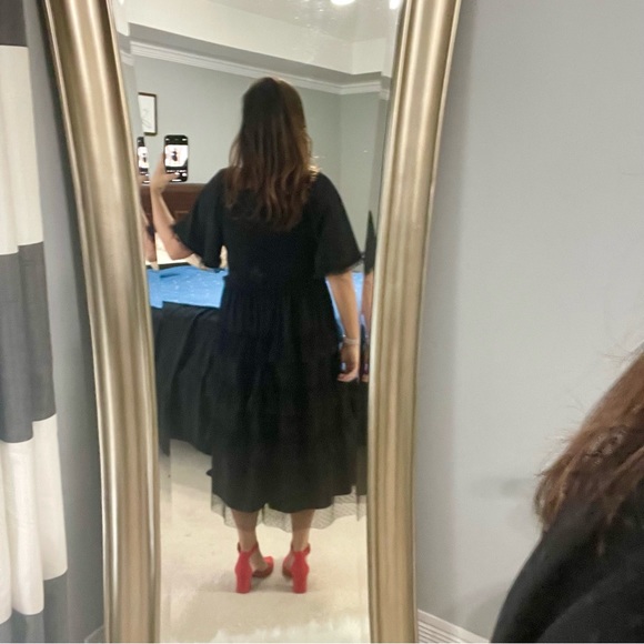 NWOT Black Tulle Dress with Ruffles - Picture 6 of 9